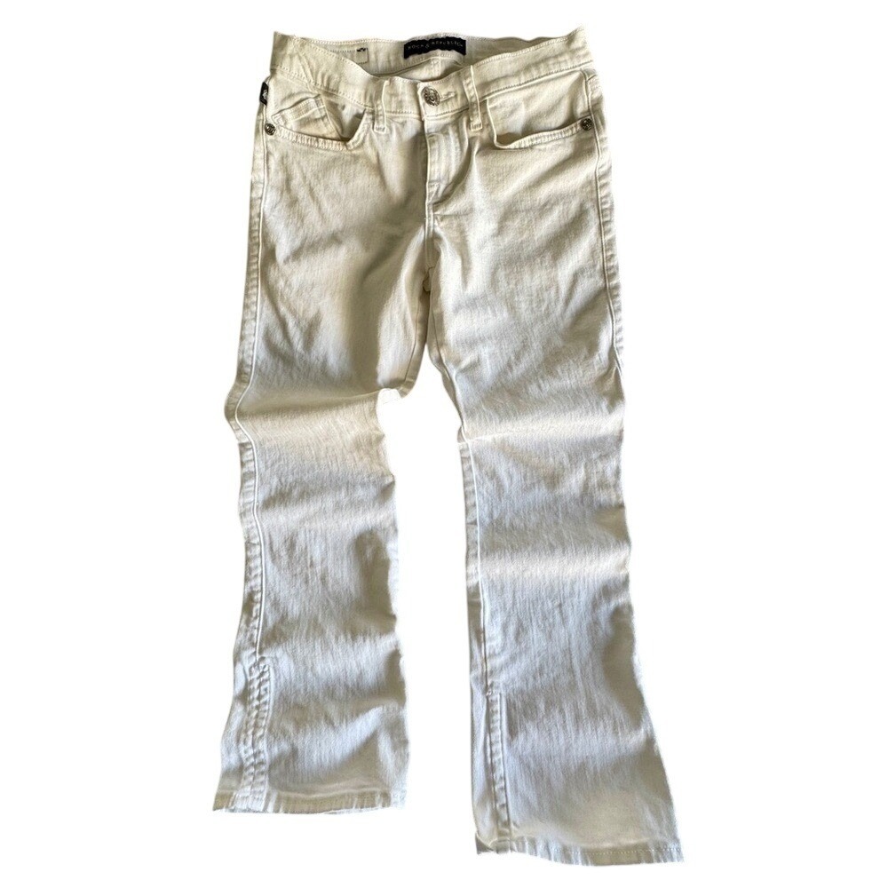 Rock & Republic Women's Cream Cotton Blend‎ Flare Jeans Size 6